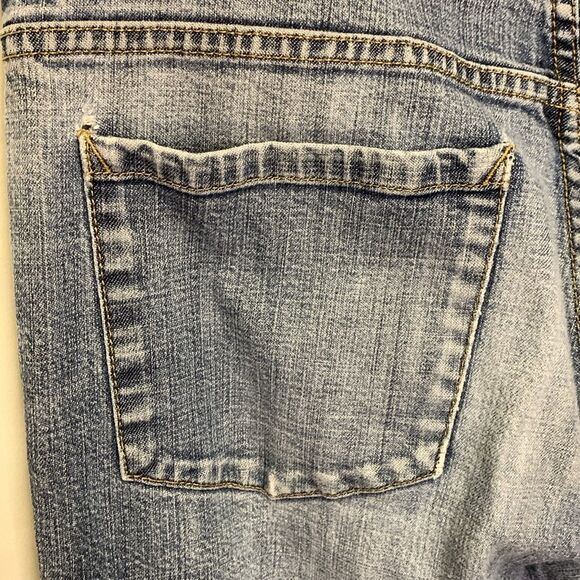 Theory Blue Medium Wash Mid-rise Distressed Ripped Straight Leg Jeans Size 32 - Picture 7 of 13